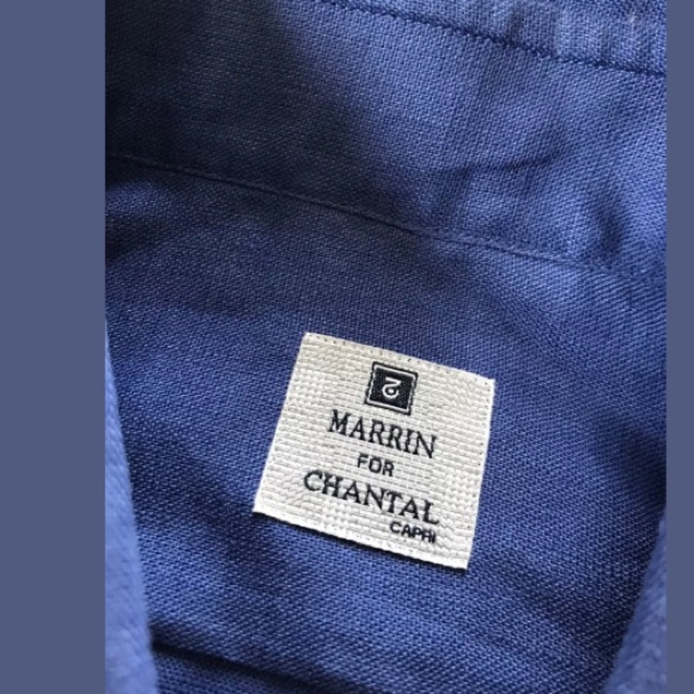 Marrin For Chantal Blue Button Up Linen Top Sz M/L - Picture 4 of 5